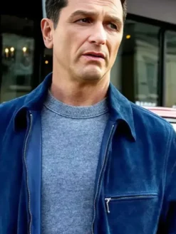 The Beast in Me S01 Matthew Rhys Blue Suede Jacket