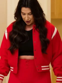 The Real Housewives of Orange County Emily Simpson Red Bomber Jacket