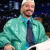 The Tonight Show J Balvin Leather Turquoise Jacket