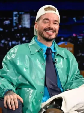 The Tonight Show J Balvin Leather Turquoise Jacket