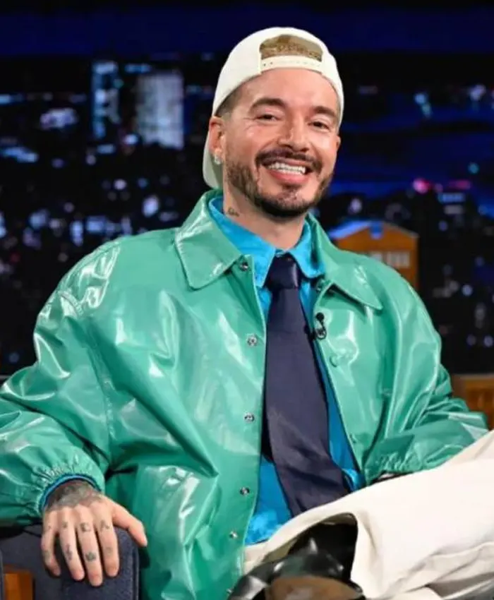 The Tonight Show J Balvin Leather Turquoise Jacket