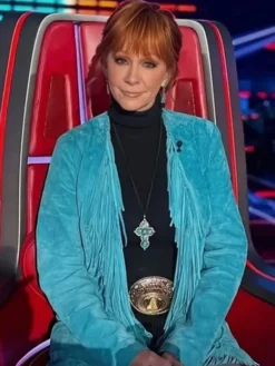The Voice S28 Reba McEntire Blue Fringe Coat