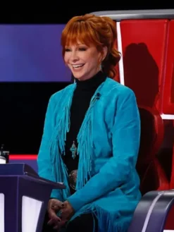 The Voice S28 Reba McEntire Fringe Blue Coat