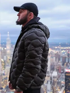 UFC 322 Islam Makhachev Black Quilted Jacket