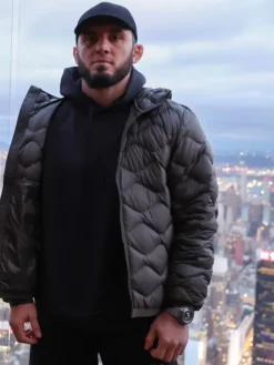UFC 322 Islam Makhachev Quilted Black Jacket