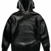 Unisex Black Leather Lambskin Hoodie
