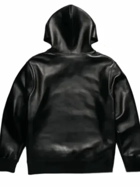 Unisex Black Leather Lambskin Hoodie