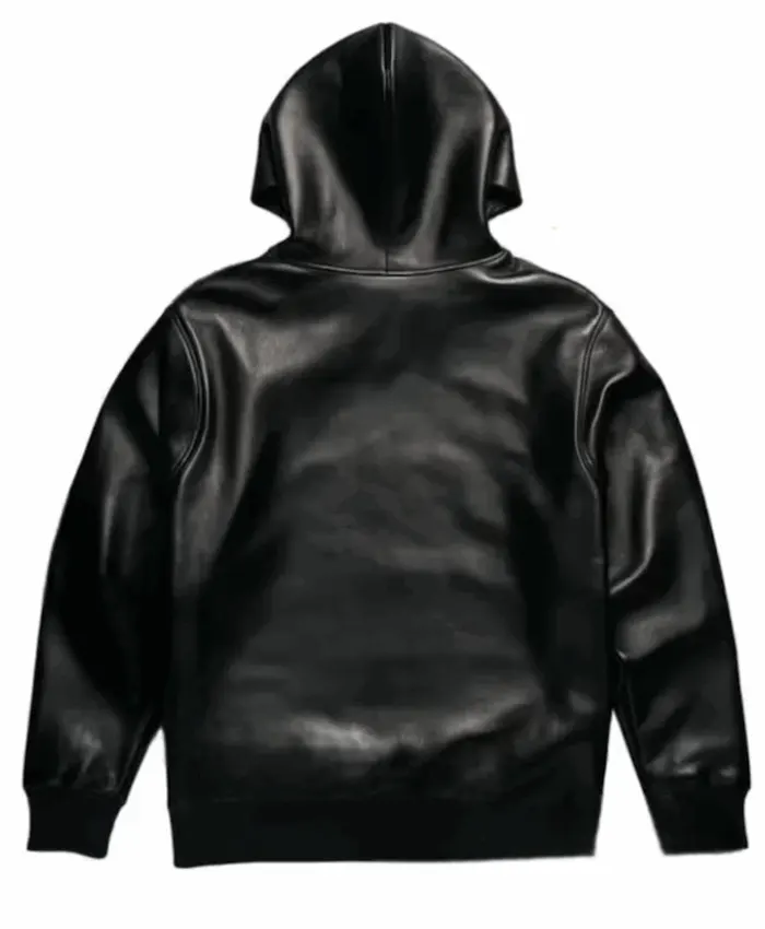 Unisex Black Leather Lambskin Hoodie