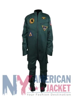 Val Kilmer Top Gun Uniform Green Costume Jumpsuit