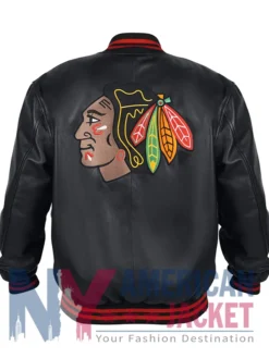 Varsity Chicago Blackhawks Black Leather Jacket