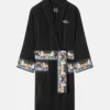 Versace Crystal Embroidered Coral Theatre Bathrobe