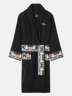 Versace Crystal Embroidered Coral Theatre Bathrobe