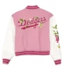 Women's LA Cosmetic Pink Floral Varsity Jacket