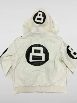8 Ball Multiple Colors Unisex Leather Bomber Hooded Jacket