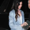 Anne Hathaway NYC 2025 Blue Trench Leather Coat