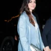 Anne Hathaway NYC 2025 Trench Leather Blue Coat