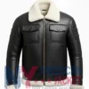 Aviator Black B3 Shearling Leather Jacket with White Collar