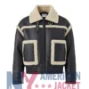 Aviator Black Leather with Jacket Fur Collar