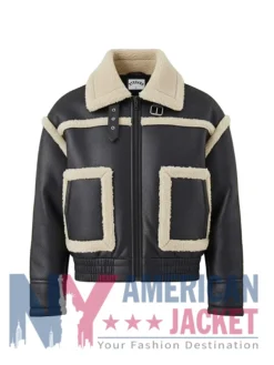 Aviator Black Leather with Jacket Fur Collar