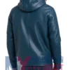 Axton Blue Hoodie Leather Jacket