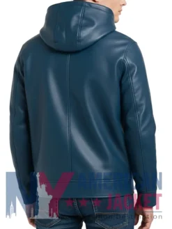 Axton Blue Hoodie Leather Jacket