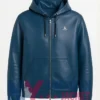 Axton Leather Blue Hoodie Jacket