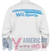 Back view of Wii White Fleece Track Jacket with rib-knitted cuffs and zipper closure