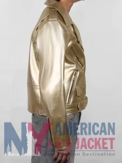 Biker Cheryl Golden Metallic Jacket