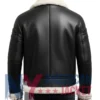 Black B3 Shearling Aviator Leather Jacket with White Collar