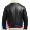 Black B3 Shearling Leather Aviator Jacket with White Collar