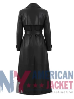 Black Leather Trench Women's Coat