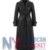 Black Trench Leather Women's Coat