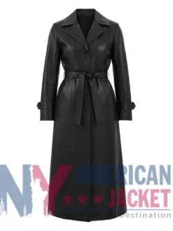 Black Trench Leather Women's Coat