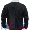 Black Trucker Suede Jacket with White Collar