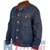 Blue Denim Jacket Trucker with Brown Collar