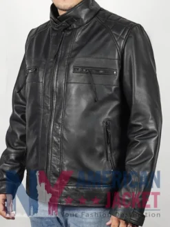 Cafe Racer Men’s Black Real Leather Biker Field Jacket