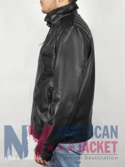 Cafe Racer Men’s Real Leather Black Biker Field Jacket
