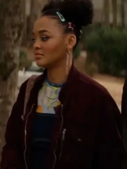 Celeste O Connor Movie Scream 7 2026 Tatum’s Friend Maroon Cotton Jacket