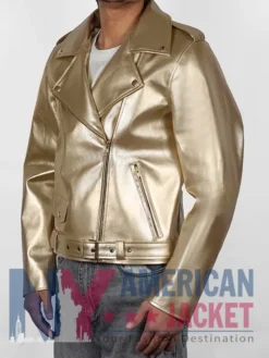 Cheryl Biker Golden Metallic Jacket