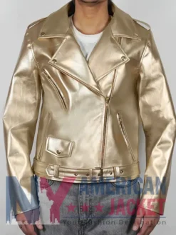 Cheryl Golden Biker Metallic Jacket
