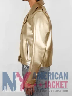 Cheryl Golden Metallic Biker Jacket