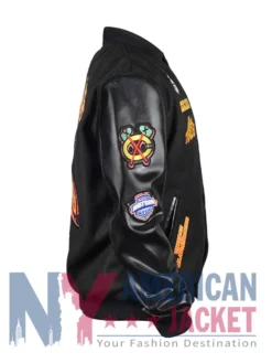 Chicago Blackhawks Animal Patches Varsity Black Jacket