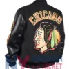 Chicago Blackhawks Black Animal Patches Varsity Jacket