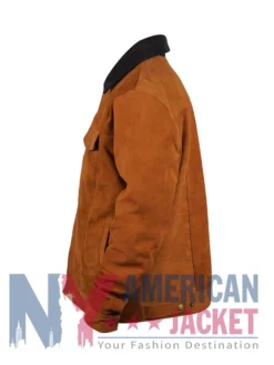 Cognac Suede Brown With Trucker Jacket Black Collar