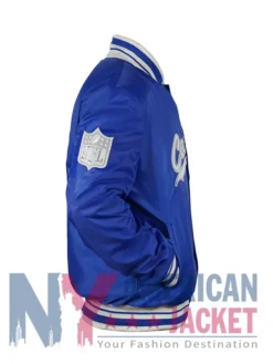 Dallas Cowboys Gray And White Bomber Blue Rib Jacket