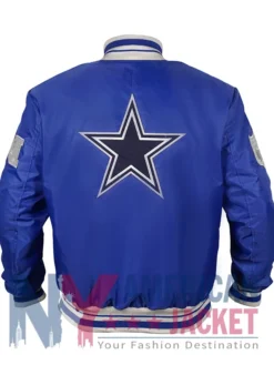 Dallas Cowboys Gray And White Rib Blue Bomber Jacket