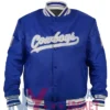 Dallas Cowboys Gray And White Rib Bomber Blue Jacket