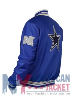 Dallas Cowboys Rib Gray And White Blue Bomber Jacket