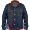 Denim Blue Jacket Trucker with Brown Collar