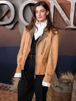 Diana Silvers Premiere Netflix Tv Series The Abandons 2025 Silvers Brown Leather Jacket